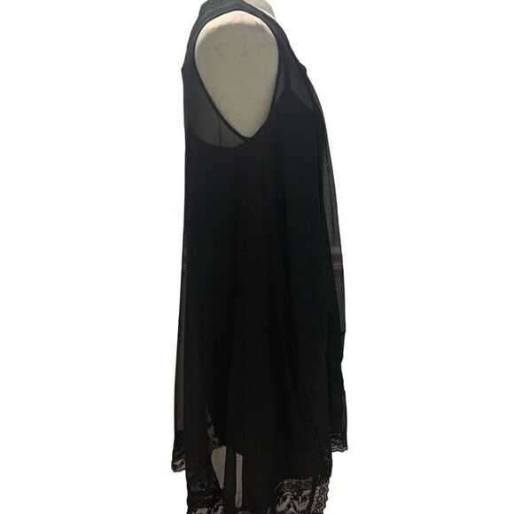 Staring at Stars Black Lace Pleated tunic dress sheer underlay adjustable straps - Picture 6 of 16